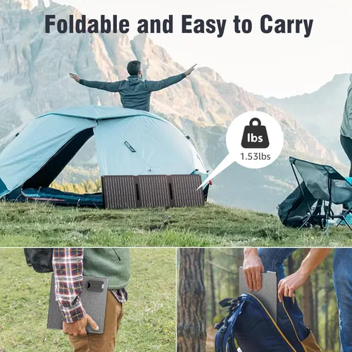 Miniatura 2 de Cargador de panel solar portátil de 30 W, kit de panel solar plegable con salida DC/USB C/USB A para banco de energía, estación de teléfono