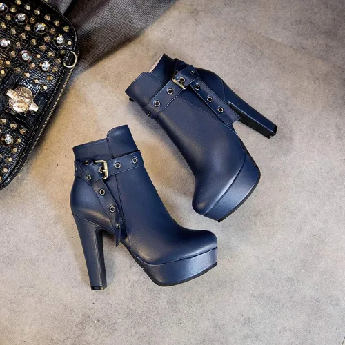 Miniatura 53 de Scaoruki Zapatos de otoño de moda para mujer, botines de tacón de bloque