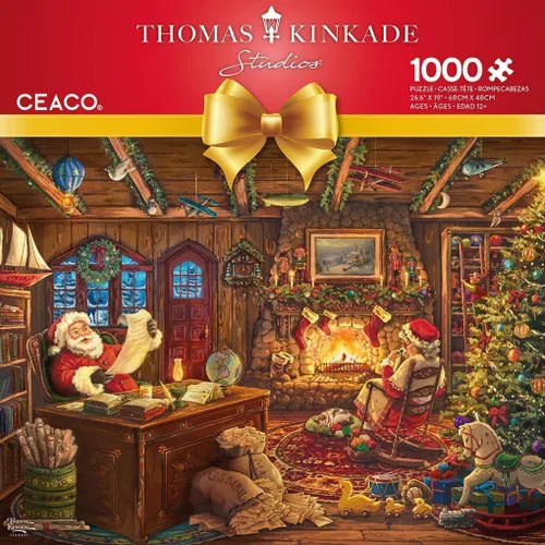 Miniatura 3 de Ceaco - Thomas Kinkade - Vacaciones - Santa comprobando su lista - Rompecabezas de 1000 piezas