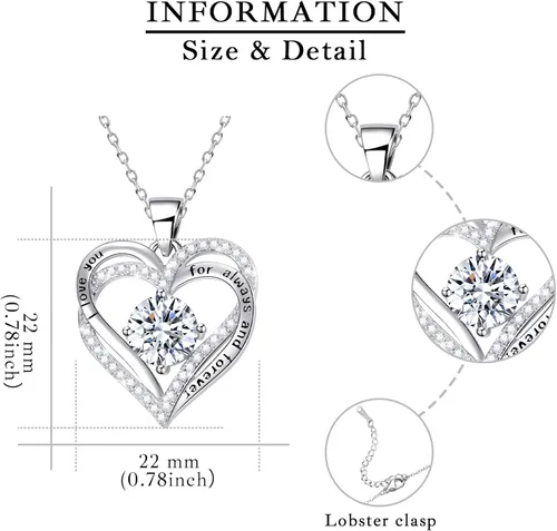 Miniatura 10 de Collares de corazón para mujer como regalo de Navidad para ella, collares rojos con texto en inglés "I Love You" como regalo de cumpleaños