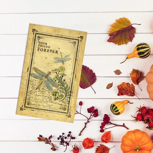 Miniatura 5 de Estivaux Flores, libélula de fondo, sellos transparentes para hacer tarjetas y diario, flores retro, palabras de goma, hojas florales, paisajes