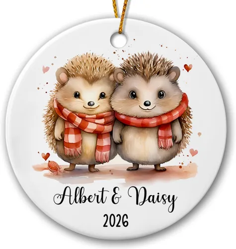 Miniatura 9 de Adorno de cerámica personalizado para pareja de leones 2026, regalos para parejas recién nacidas, novio, novia, adorno para parejas de leones, árbol
