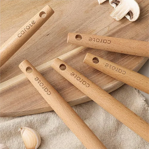 Miniatura 6 de CAROTE Juego de utensilios de cocina de silicona, juego de 10 utensilios de cocina para cocinar, juego de espátulas sin BPA con asas de madera