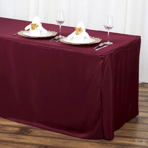 Miniatura 4 de BalsaCircle Mantel de poliéster ajustado negro de 6 pies para bodas, fiestas, eventos, mantelería