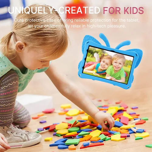 Miniatura 3 de FW Fire 7 - Funda para tablet para niños, Amazon Fire 7 2022, funda de mariposa con luz de atril, EVA, protección contra caídas, resistente, a