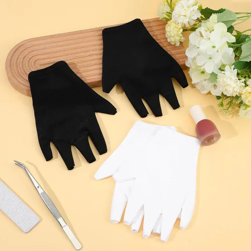 Miniatura 7 de 2 pares de guantes de uñas UV, guantes de luz UV para uñas de gel, guantes de lámpara de uñas sin dedos, material de elastano transpirable para arte