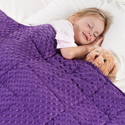 Miniatura 16 de Kivik Manta con peso de 3 libras, manta pesada de puntos Minky suave refrescante para una mejor relajación y sueño, lavable a máquina, 36 x 48 Gris