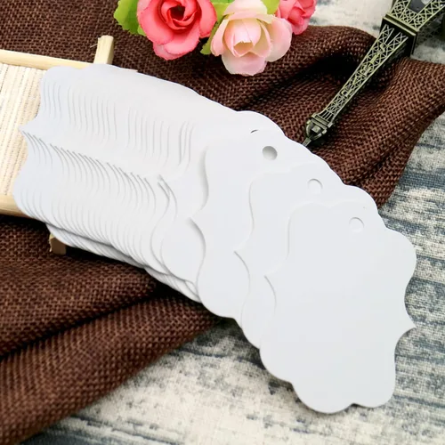 Miniatura 7 de joycraft 100 etiquetas de papel blanco, etiquetas de papel en blanco de 2.7 x 2 pulgadas con cuerda, etiquetas de precio festoneadas, etiquetas
