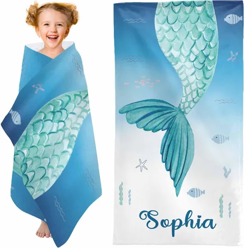 Miniatura 19 de YESCUSTOM Toallas de baño personalizadas con nombre, toallas de playa personalizadas Uniocorn para adultos y niños, microfibra de dibujos animados