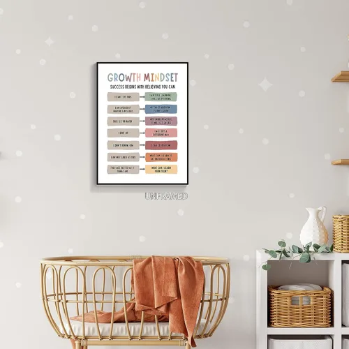 Miniatura 9 de Pósteres de mentalidad de crecimiento en el aula, citas positivas, lienzo, arte de pared, terapia de salud mental, oficina, decoración motivacional