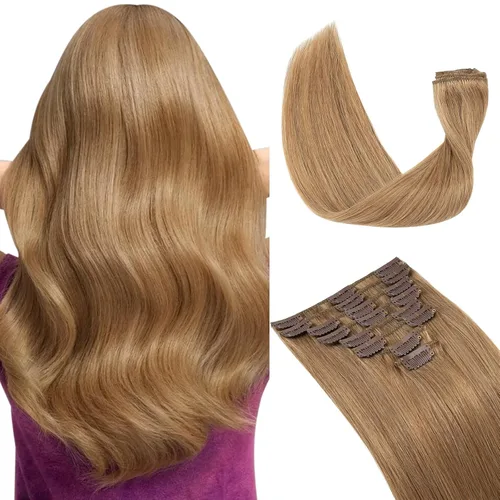 Miniatura 12 de Extensiones de cabello con clip, cabello humano Remy, extensiones de cabello largo lacio de una pieza con 5 clips, con gancho para colgar