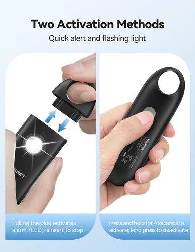Miniatura 4 de TECKNET Alarma de seguridad personal, alarma personal portátil para mujeres con luz estroboscópica intermitente y alerta de batería baja, alarma