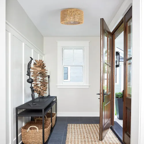 Miniatura 5 de Lámpara de techo de ratán, 3 lámparas de techo tejidas bohemias modernas, lámpara de techo bohemia de montaje empotrado para dormitorio, sala
