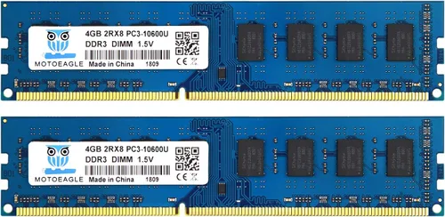 Miniatura 14 de Motoeagle Kit de 8 GB (2 x 4 GB) 2RX8 PC3-10600U DDR3 1333 MHz DIMM RAM 4 GB DDR3 10600 PC3 1333 UDIMM CL9 1.5V 240-Pin Memoria de escritorio DDR3