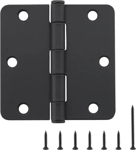 Miniatura 8 de HOME MASTER HARDWARE Paquete de 3 bisagras redondeadas de color negro mate, bisagras de puerta interior de 3.5 pulgadas, esquinas de radio de 1/4
