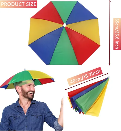 Miniatura 2 de Paquete de 3 sombreros de paraguas para adultos, 26 pulgadas de diámetro, arco iris, sombrero de paraguas deportivo para mujeres y hombres