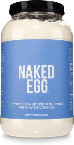 Polvo de suplemento de proteína Naked de clara de huevo 3LB sin OMG, sin sabor, sin aditivos, paleo, sin lácteos, sin gluten, sin soja – 25g de