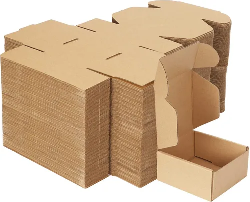MEBRUDY Cajas de envío de 4 x 4 x 2 pulgadas, paquete de 100 unidades, pequeñas cajas de cartón corrugado para enviar por correo, embalaje de Marrón