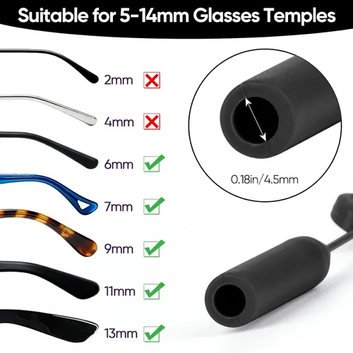 Miniatura 3 de Correa ajustable para anteojos sin cola, correa antideslizante para lentes de sol, con cable de alambre de acero, correas para gafas (3 piezas)
