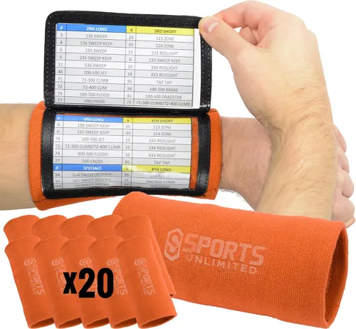 Miniatura 53 de Sports Unlimited Banda Instructora Triple para Adultos, Muñequeras de Fútbol para Jugadas, Muñequeras de Béisbol, Bandas de Brazo QB Negro