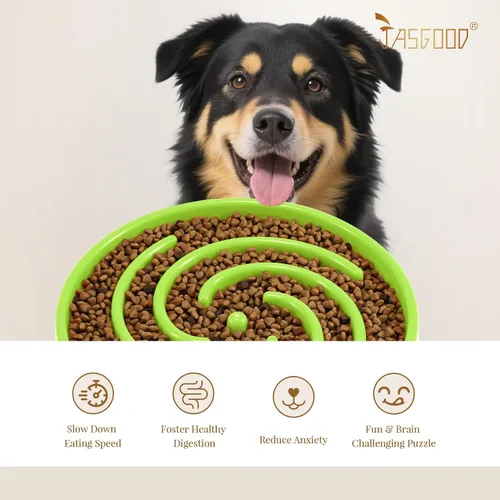 Miniatura 6 de JASGOOD Tazón de alimentación lenta para perros de tamaño grande y mediano, tazón antitragadera para mascotas, tazones de alimentación más lenta