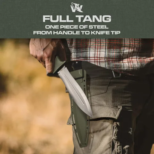 Miniatura 3 de ODENWOLF W-SowCatcher Cuchillo de hoja fija con funda – Cuchillo de caza grande hecho de acero D2 – Cuchillo de doble filo de hoja fija grande