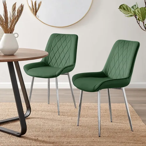 Miniatura 10 de Furniturebox - Juego de 2 sillas de comedor Pesaro, terciopelo crema, plateado, patas de metal cromado, modernas, contemporáneas, de lujo, sillas
