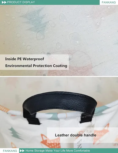 Miniatura 8 de Cesta de almacenamiento para cuarto infantil, cesta plegable de lona con revestimiento impermeable de polietileno, grandes cestas de almacenamiento