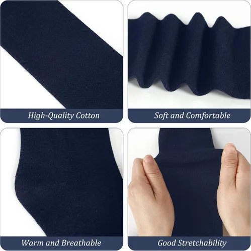 Miniatura 2 de Chalier 4 Pairs Girls Knee High Socks Cotton Knit Over Craft Thigh High Socks for Baby Toddler School Uniform