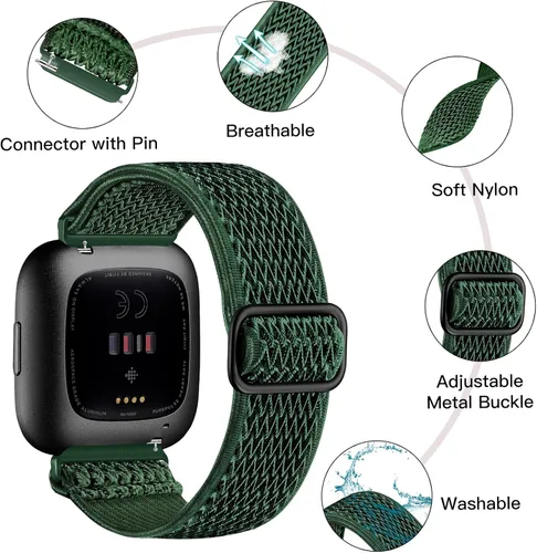 Miniatura 2 de Bandas elásticas compatibles con Fitbit Versa 2 Band para mujeres y hombres, correa deportiva suave ajustable de nailon trenzado transpirable