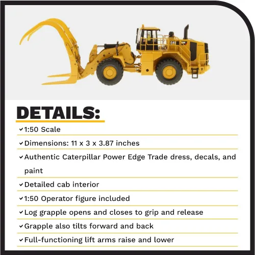 Miniatura 4 de Diecast Masters 1:50 Caterpillar 988K Cargadora de ruedas con garra - Serie High Line 85917