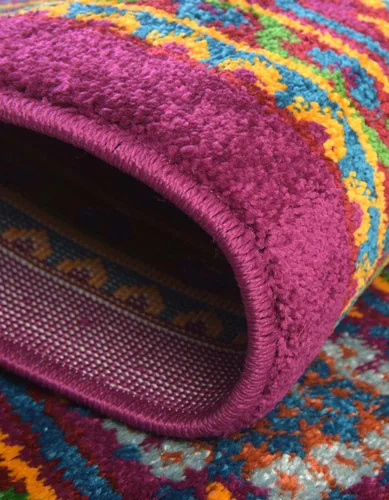 Miniatura 5 de Unique Loom Colección Calypso - Alfombra Trinidad (rectangular, 2 x 3 pies, fucsia/verde)