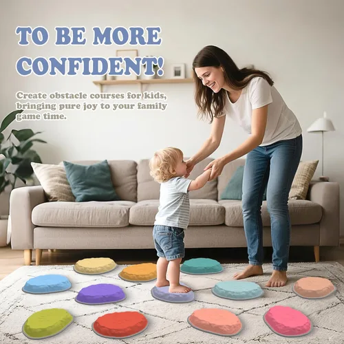 Miniatura 7 de Piedras de equilibrio para niños, 8/12 piezas de piedras de equilibrio para niños pequeños, juguetes sensoriales de curso de obstáculos Macarons