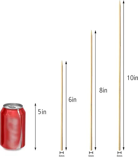 Miniatura 7 de Pinchos de bambú natural, 100 palitos de barbacoa de 6 pulgadas para aperitivo, fruta, cóctel, kabob, fuente de chocolate, parrilla, barbacoa