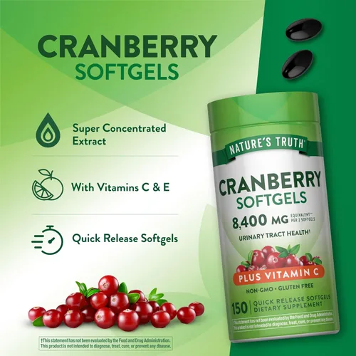 Miniatura 5 de Nature's Truth Pastillas de arándano con vitamina C 150 cápsulas blandas Apoyo a la salud del tracto urinario Suplemento sin OMG y sin gluten