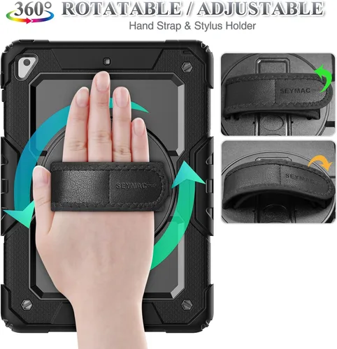 Miniatura 2 de SEYMAC stock Funda para iPad de 6ª / 5ª Generación Funda/Air 2 / Pro de 9.7 pulgadas, Protección Resistente con Protector de Pantalla, con Soporte