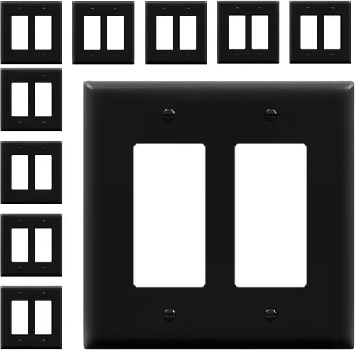 ENERLITES - Placas decorativas de pared para interruptor de luz o toma de corriente, acabado brillante, tamaño intermedio, 2 bandas, 4.88 x 4.92
