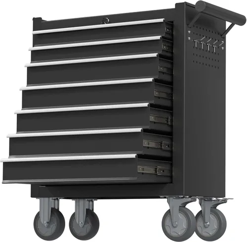 Caja de herramientas de 7 cajones, caja de herramientas rodante con ruedas, gabinete de almacenamiento de herramientas móvil desmontable de alta