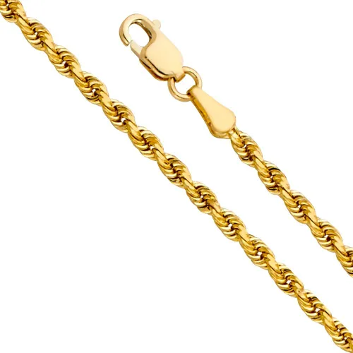 Miniatura 3 de Wellingsale Cadenas de cuerda de oro macizo de 14 quilates (opciones de selección)