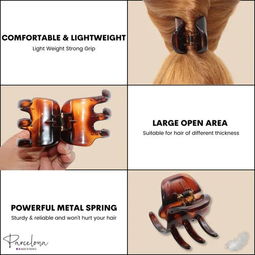 Miniatura 4 de Parcelona Pinzas para el cabello de celuloide de celuloide francés clásico grande de 2 pulgadas, pinzas de garra para el pelo de las mujeres, hechos