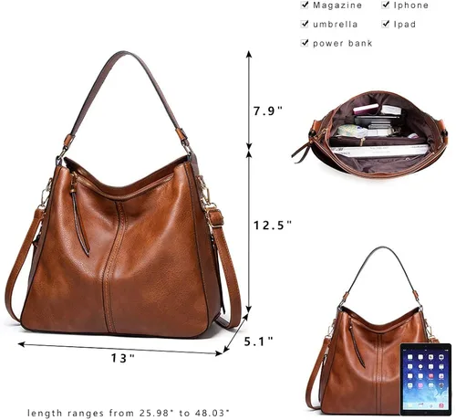 Miniatura 5 de Hobo Purses Handbags for Woman Crossbody Large Bag for Ladies Shoulder Vegan Fashion Leather Tote