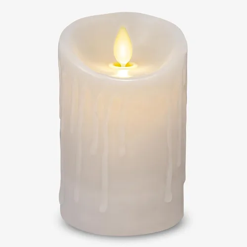 Miniatura 8 de Luminara - Vela LED sin llama con goteo de cera, blanca, 7.6 cm x 11.4 cm, con función de temporizador, base de cera verdadera, funciona con Blanco