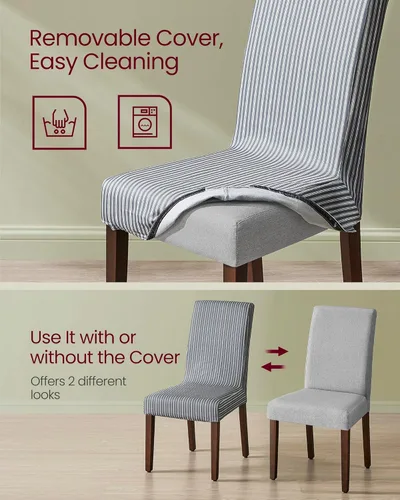 Miniatura 3 de VASAGLE Sillas de comedor, sillas Parsons con funda de tela extraíble, respaldo alto, para comedor y cocina, juego de 2, asiento grueso, 22.8 x 18.9