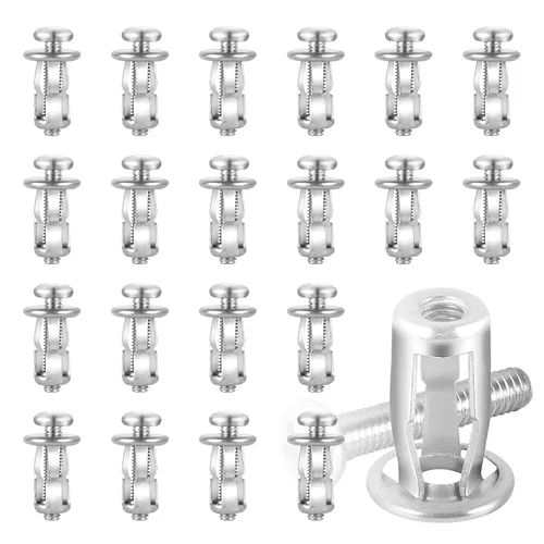 20 piezas M4 x 20 juego de anclajes para puerta hueca, anclajes de fijación para cavidades de metal para revestimiento de aluminio, tubo de acero,