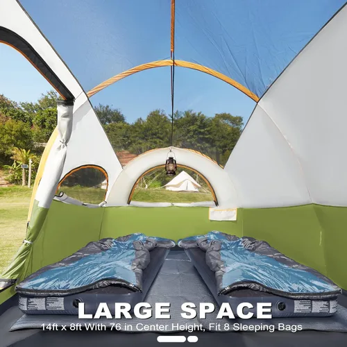 Miniatura 4 de GoHimal 8 Person Tent for Camping, Waterproof Windproof Family Tent with Rainfly, Divided Curtain Design for Privacy Space, Portable with Carry Bag