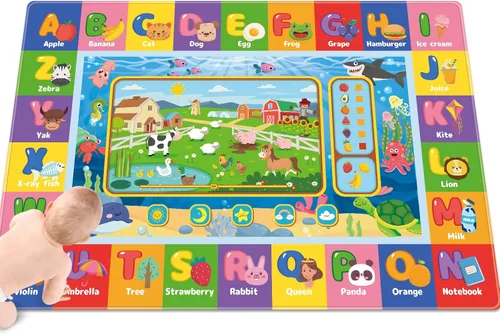 Miniatura 11 de Tapete de juego para el suelo, tapete de juego para niños, tapete educativo para el tiempo boca abajo, tapete de juego ABC suave para niños