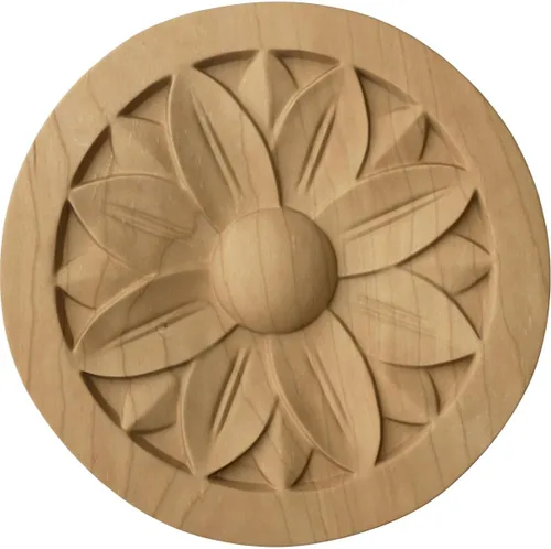 Miniatura 4 de Ekena Millwork ROS03X03BERW Roseta redonda Bedford, 3 1/2 pulgadas de ancho x 3 1/2 pulgadas de alto x 1/2 pulgadas de P, madera de caucho