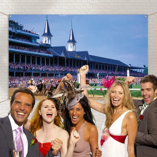 Miniatura 3 de Nepnuser Telón de fondo para cabina de fotos de Kentucky, carreras de caballos, Churchill Downs, para interiores y exteriores, fiesta, fotografía
