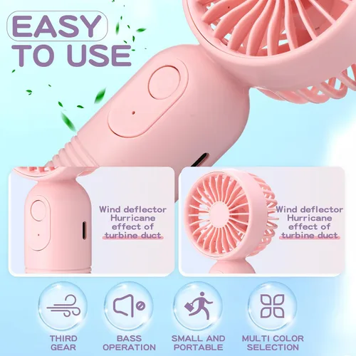Miniatura 4 de Rossesay Miniventilador portátil a granel, lindo ventilador de mano ligero, pequeño ventilador personal de mano y pestañas de 3 velocidades