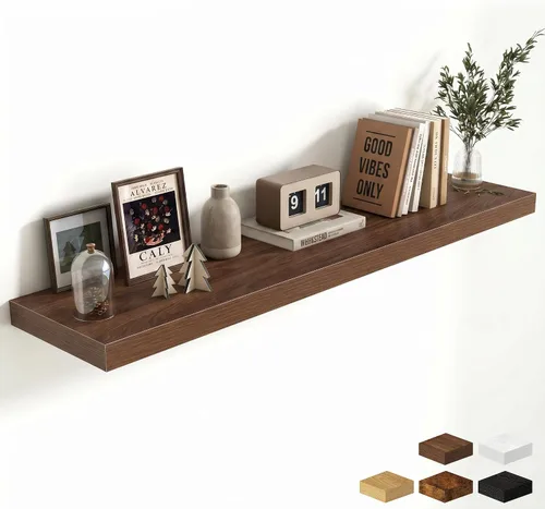 Miniatura 103 de Estantes flotantes de 48 pulgadas para pared, estante de chimenea de 10 pulgadas de profundidad, estantes flotantes de madera para pared, estantes